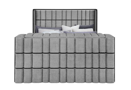 Isabella Grey Bed with LED, TV Lift, Speaker and Fireplace