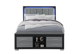 EMMA BLACK/GREY QUEEN BED WITH LED AND USB