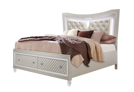 PARIS CHAMPAGNE QUEEN BED WITH LED - galleria furniture outlet