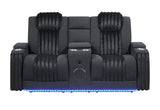 U8000 BLACK PWR CONSOLE REC LOVESEAT W/PHR, LED AND SPEAKER