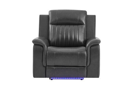 U8879 Charcoal Pwr Rec Sofa/Pwr Con Rec Loveseat W/LED & Gl Ss