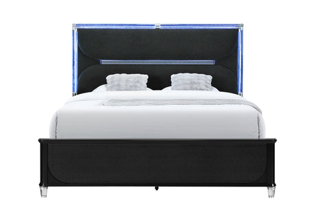 Lando Black Bed with Continuous LED