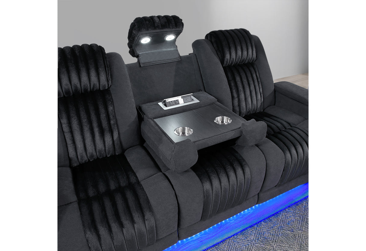 U8000 BLACK PWR REC SOFA/PWR CON REC LOVESEAT/PWR RECLINER W/PHR
