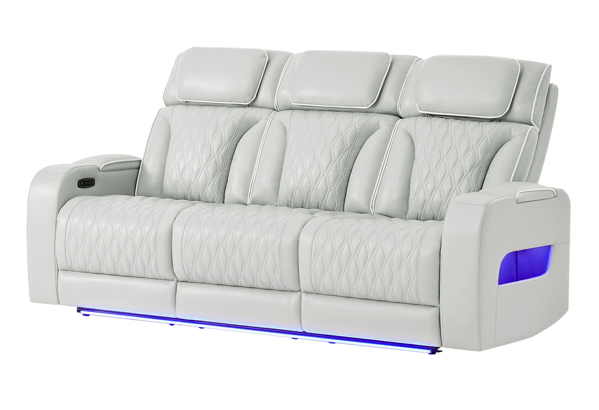 U8611 BLANCHE SILVER PWR REC SOFA WITH PHR AND LED
