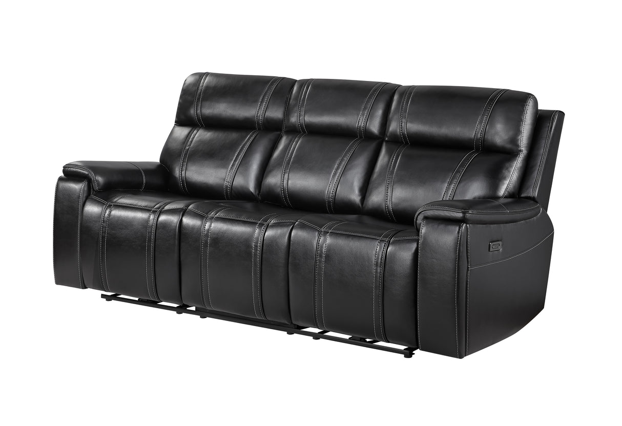 U8880 BLACK LEATHER POWER RECLINING SOFA