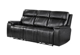U8880 BLACK LEATHER POWER RECLINING SOFA