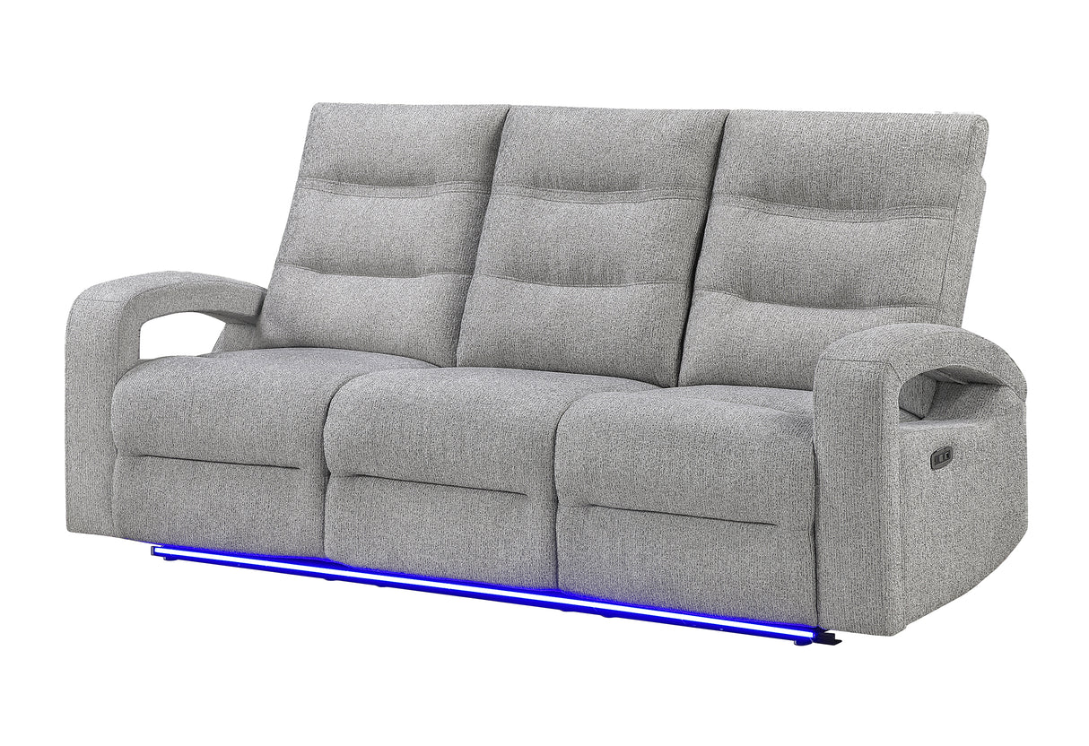 U6611 GREY 15 POWER RECLINING SOFA WITH LED