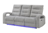 U6611 GREY 15 POWER RECLINING SOFA WITH LED