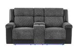 U5915 GREY/BLACK CONSOLE REC LOVESEAT W/IMMERSIVE SOUND & BLUE LED