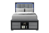 EMMA BLACK/GREY FULL BED WITH LED AND USB