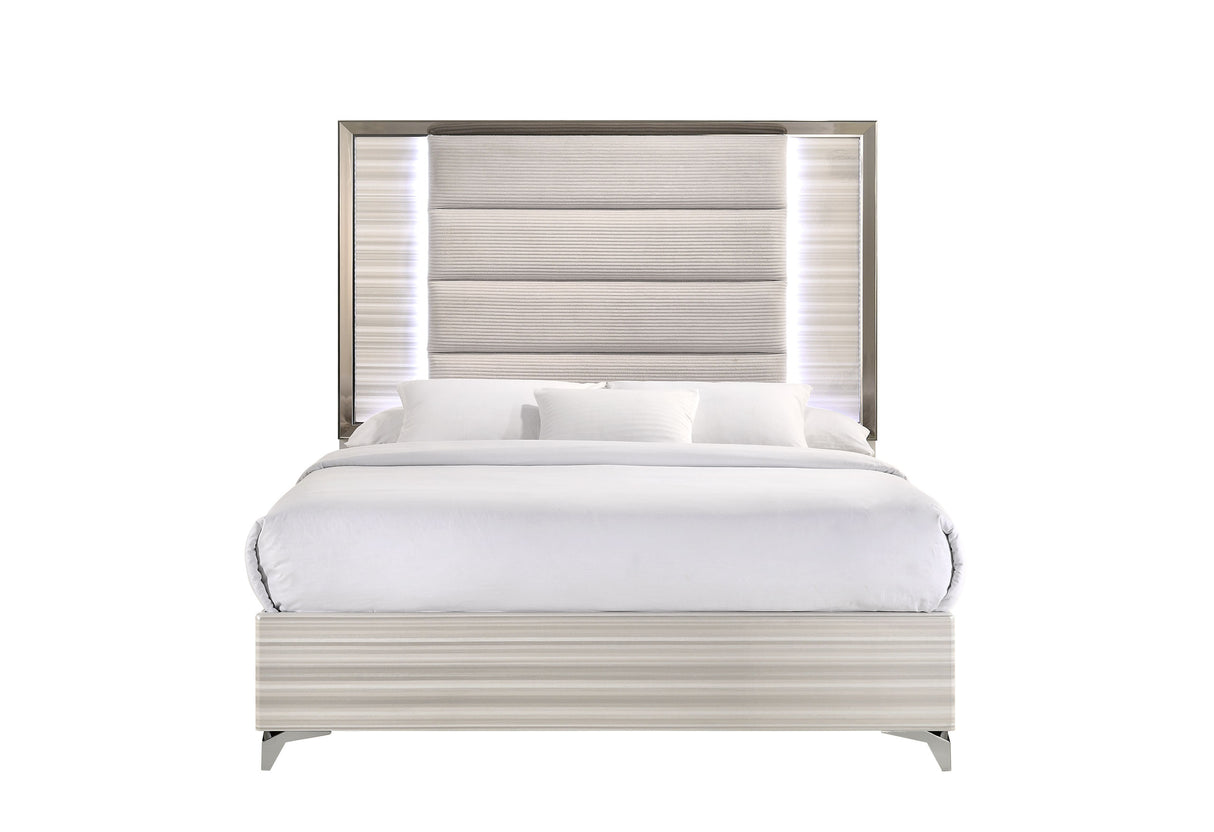 Zambrano White Bed with LED