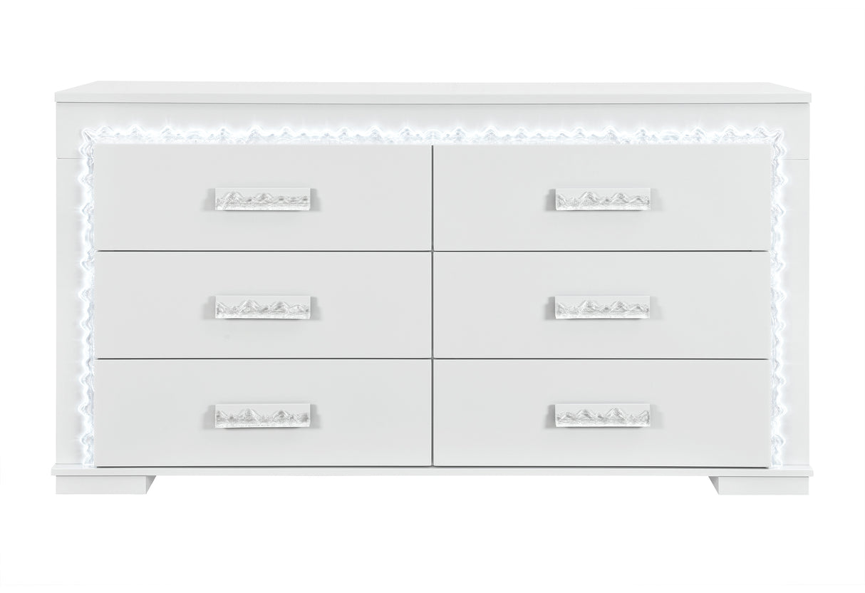 NAOMI SILVER MARBLE DRESSER WITH LED