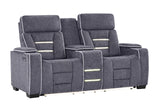 U1895 GREY P2 CONSOLE RECLINING LOVESEAT WITH IS AND LED
