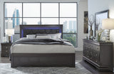 POMPEI METALLIC GREY QUEEN BED GROUP WITH LED