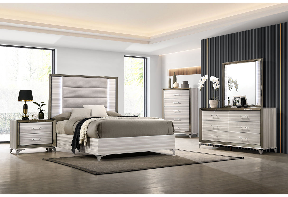 Zambrano White Bed with LED