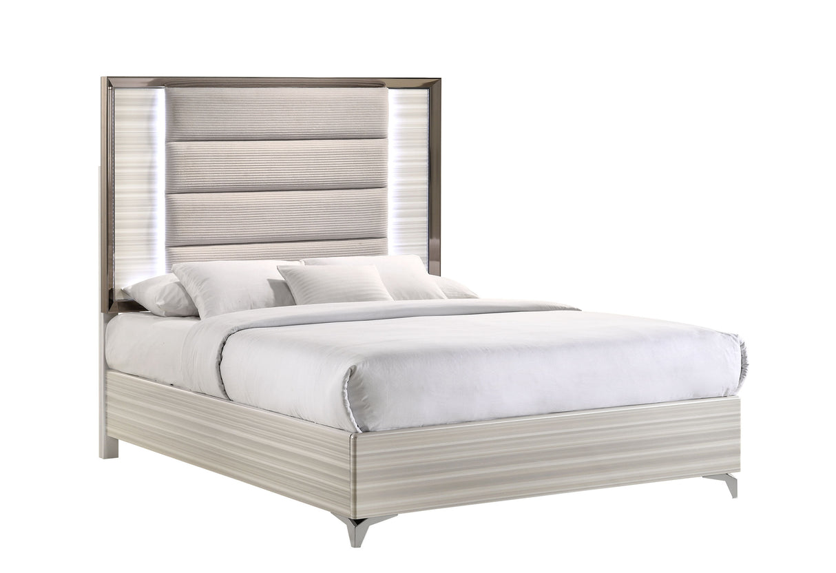 Zambrano White Bed with LED