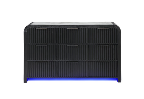 Beckett Wht/Blk Dresser W/ LED