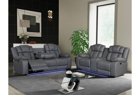 U7068 GREY 10 PWR REC SOFA/PWR CON REC LOVESEAT WITH LED - galleria furniture outlet