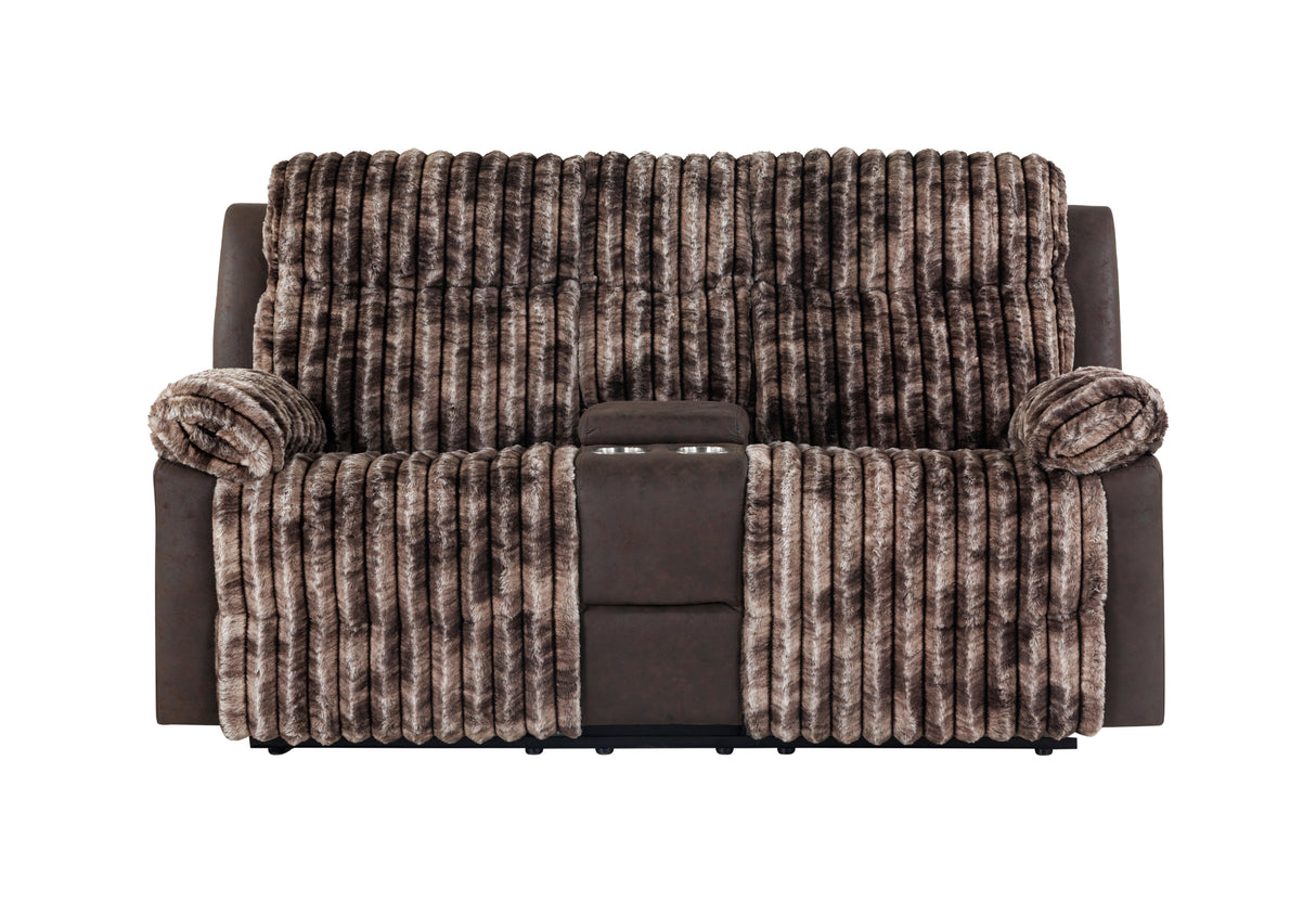 U6028 BROWN CONSOLE RECLINING LOVESEAT