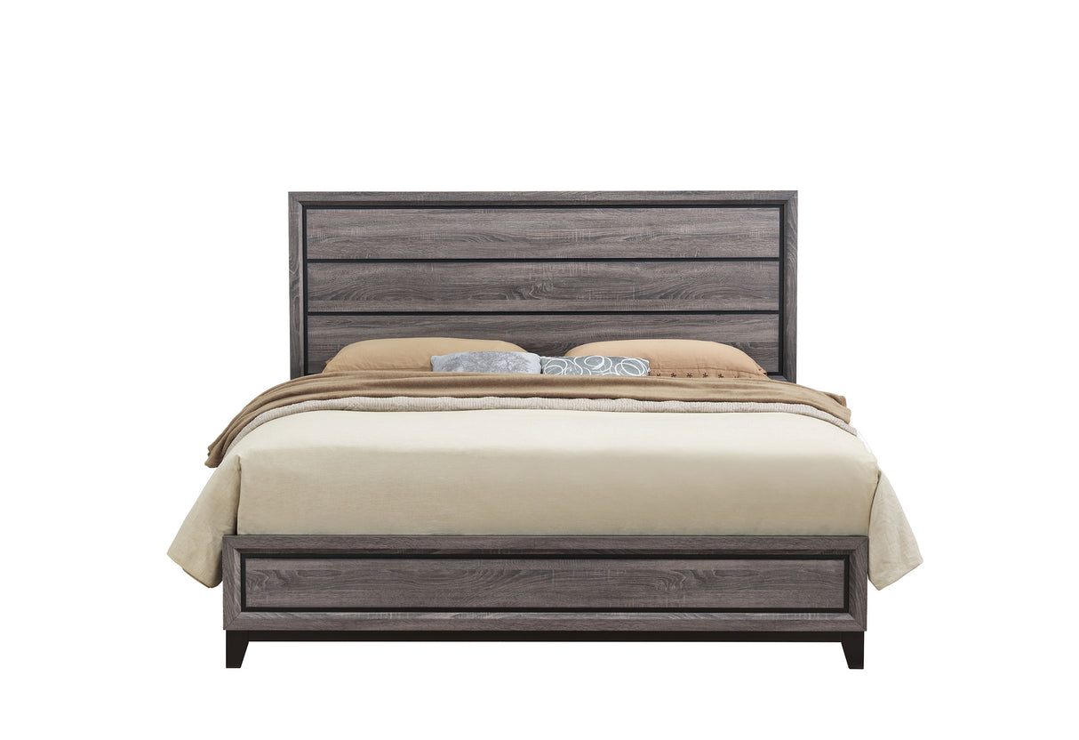 KATE FOIL GREY QUEEN BED, DRESSER, MIRROR, NIGHTSTAND