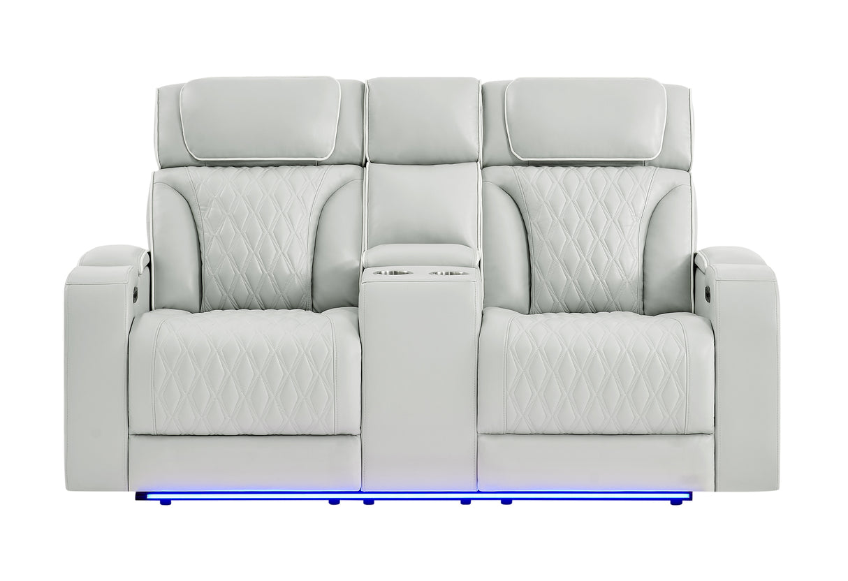 U8611 BLANCHE SILVER PWR CON REC LOVESEAT WITH PHR, LED & SPEAKER