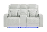 U8611 BLANCHE SILVER PWR CON REC LOVESEAT WITH PHR, LED & SPEAKER