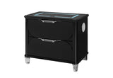 LANDO BLACK NIGHTSTAND WITH SPEAKER AND WIRELESS CHARGING PLATFORM