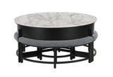 T42 BLACK COFFEE TABLE WITH 3 STOOLS
