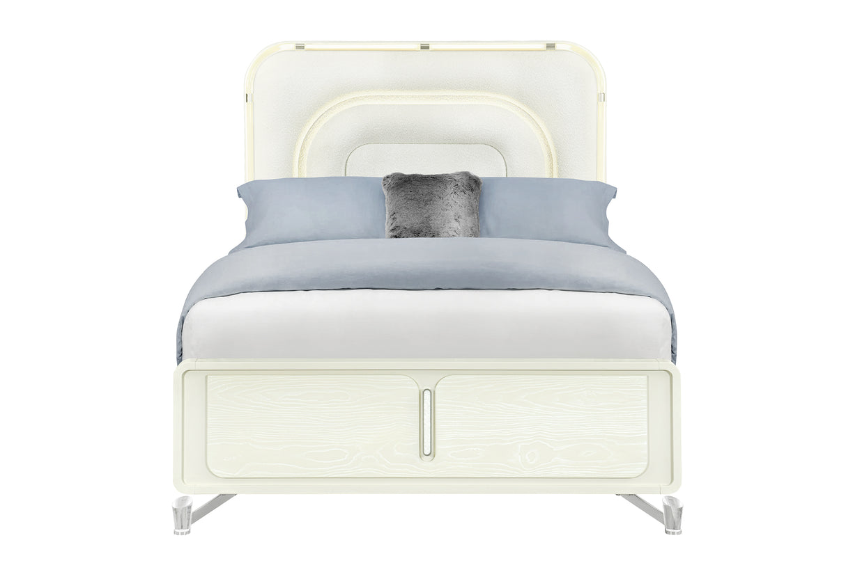 Lyra Beige Bed with LED