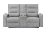 U6611 GREY 15 POWER CONSOLE RECLINING LOVESEAT WITH LED