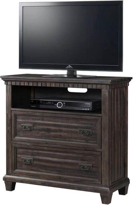 Elements International Morrison Media Chest in Smokey Gray Oak Lacquer image