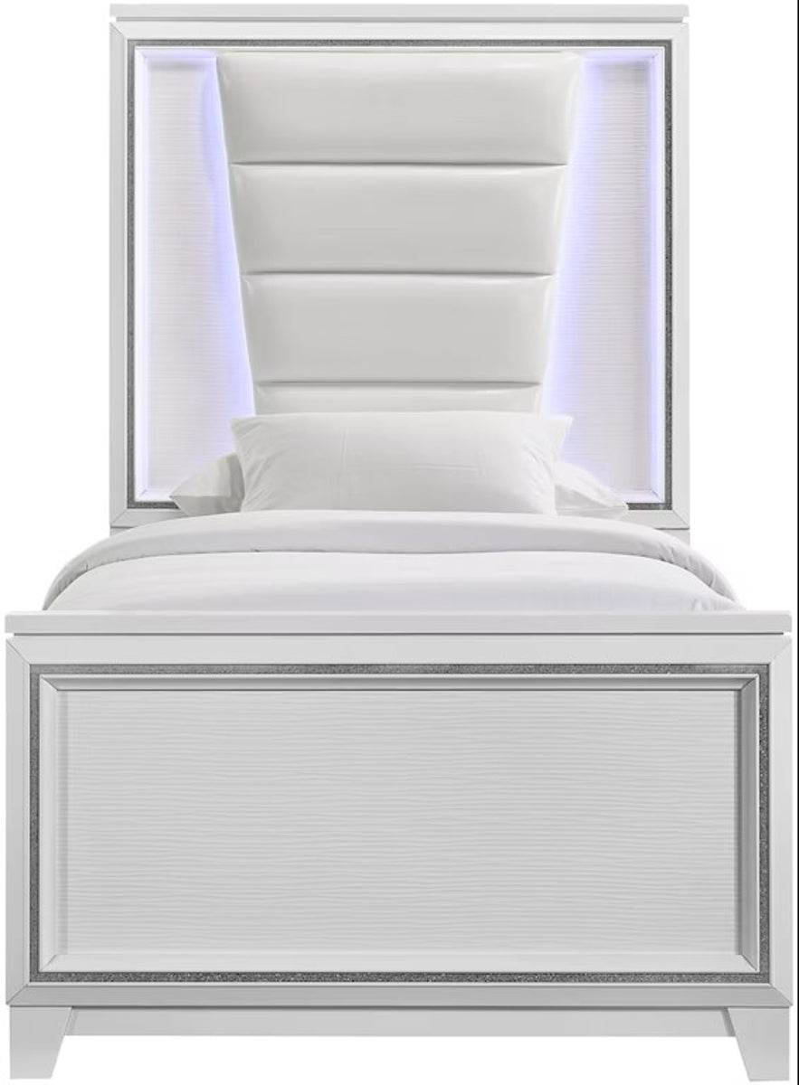 Elements International Moondance Twin Panel Bed in White