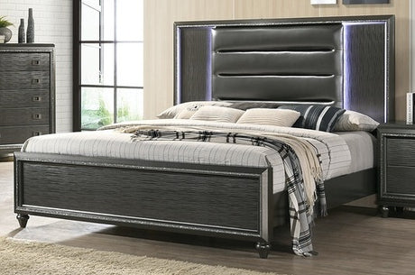 Elements International Moonstone Queen Panel Bed in Gray image