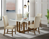 Elements International Morris Dining Table with Marble Top in Espresso