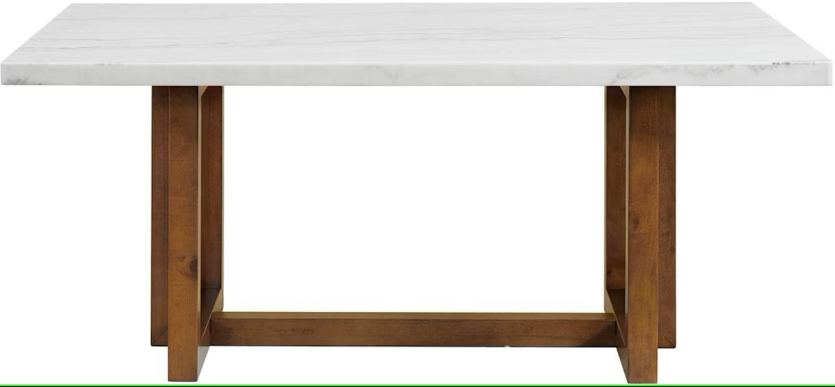 Elements International Morris Dining Table with Marble Top in Espresso