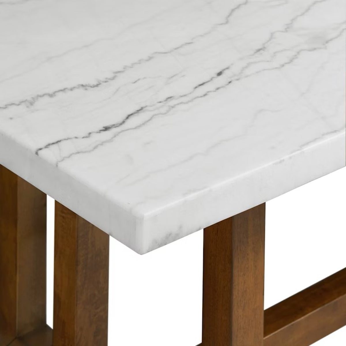Elements International Morris Dining Table with Marble Top in Espresso