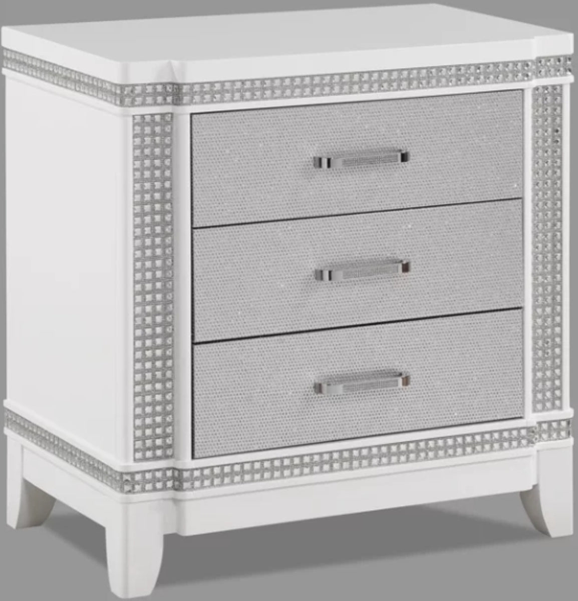 Crown Mark Furniture Ariane Nightstand in White and Silver B1690-2 image