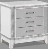 Crown Mark Furniture Ariane Nightstand in White and Silver B1690-2 image