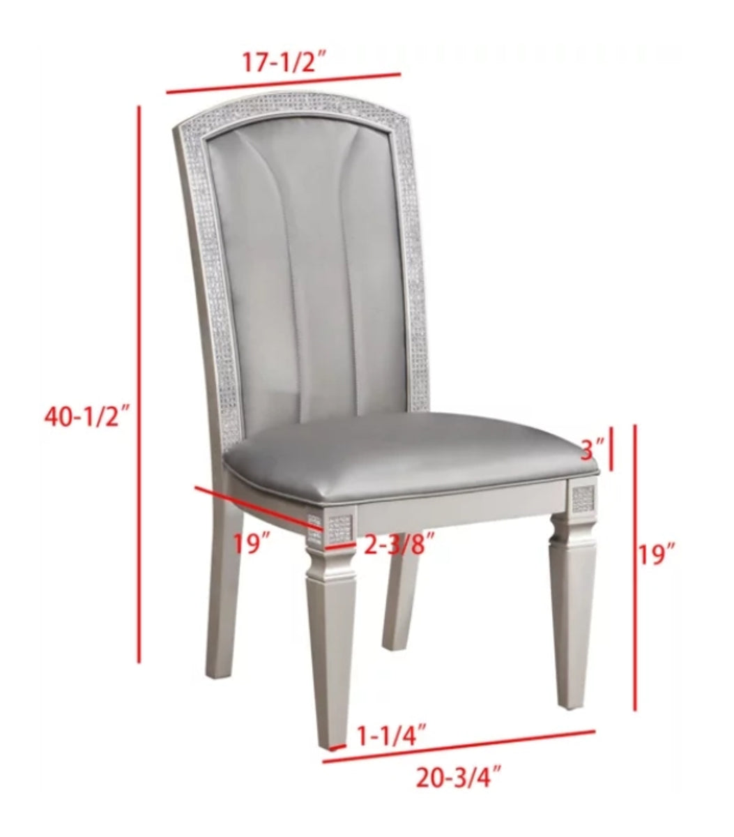 Crown Mark Klina Glam Dining Side Chair in Light Gray (Set of 2)