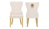 Galaxy Home Simba Gold Legs Dining Chair (Set of 2) in Beige image
