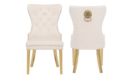 Galaxy Home Simba Gold Legs Dining Chair (Set of 2) in Beige image
