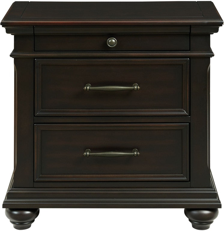 Elements International Slater 3 Drawer Nightstand with USB Port in Black image