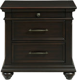 Elements International Slater 3 Drawer Nightstand with USB Port in Black image