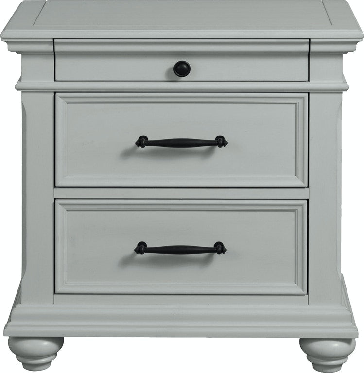 Elements International Slater 3 Drawer Nightstand with USB Port in Grey image