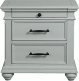 Elements International Slater 3 Drawer Nightstand with USB Port in Grey image
