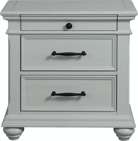 Elements International Slater 3 Drawer Nightstand with USB Port in Grey image