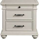 Elements International Slater 3 Drawer Nightstand with USB Port in White image