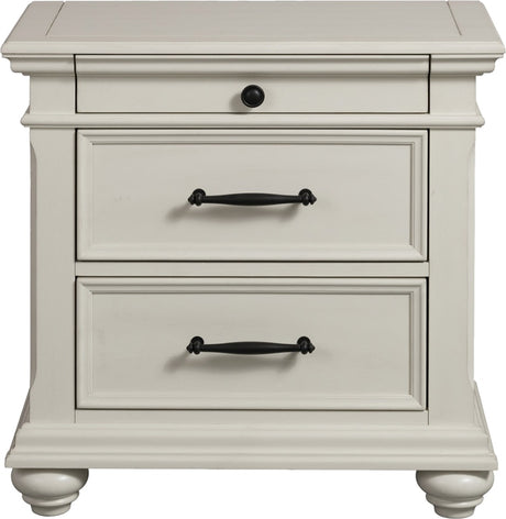 Elements International Slater 3 Drawer Nightstand with USB Port in White image
