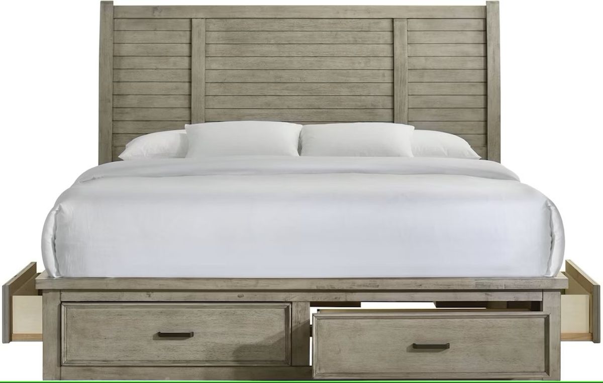 Elements International Sullivan King Storage Bed in Drift Grey