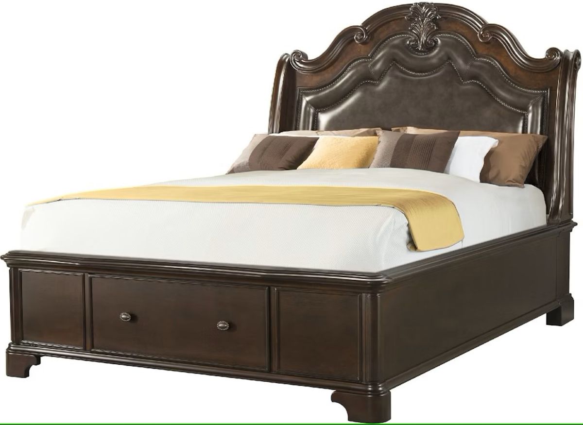 Elements International Tabasco Queen Storage Bed in NC Cherry Lacquer image